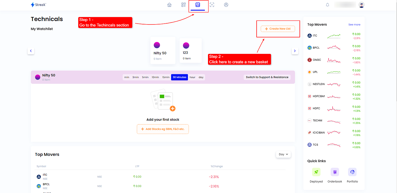 How to create custom basket in new version? Streak backtesting Trading Q&A by Zerodha