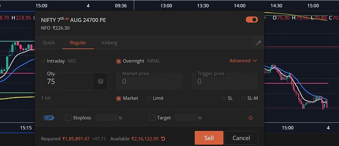 zerodha dark mode sell window