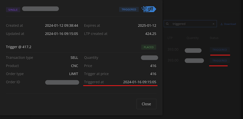 Query on Triggered GTT Display and Deletion Option - Zerodha platforms ...