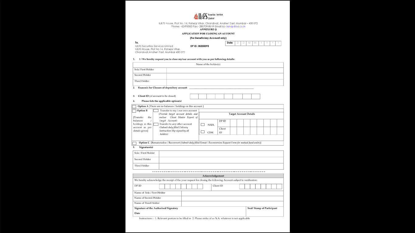How to Fill ILFS Closure form General Trading Q&A by Zerodha All