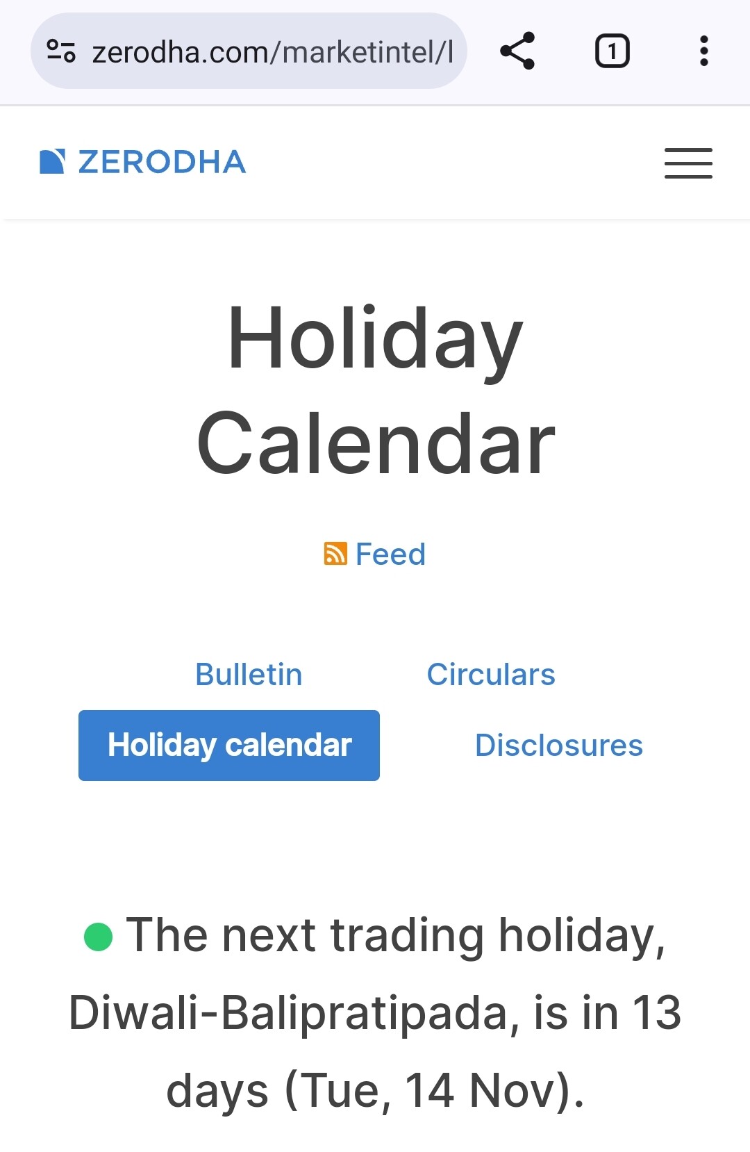 Holiday List and Holiday Alert Zerodha platforms Trading Q&A by